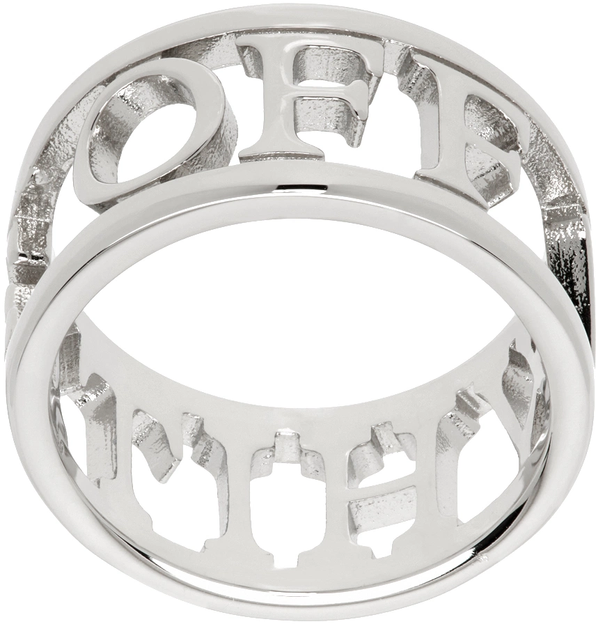 OFF WHITE LOGO LETTERING RING - SILVER