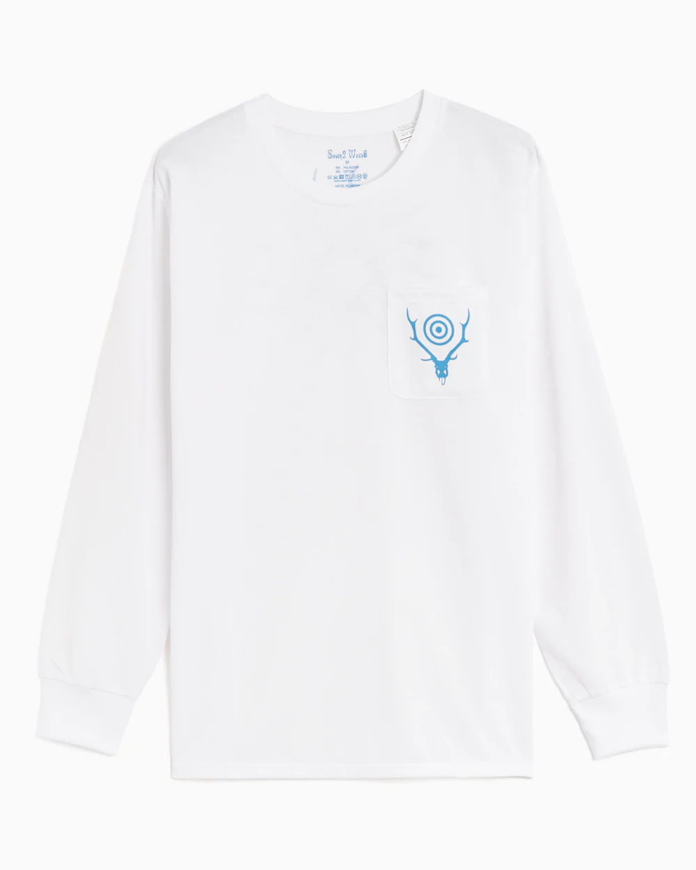 SOUTH2 WEST8 L/S ROUND POCKET TEE - CIRCLE HORN - WHITE